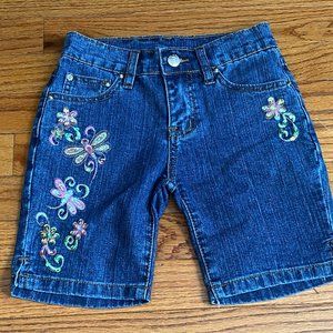 NYC ❤️ Girl's Blue Belt Looped Ramie Blend Jean Shorts Size 5/6 (PRE-LOVED)
